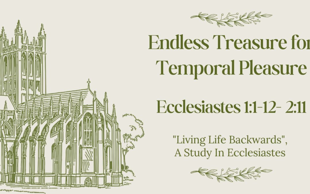 Endless Treasure for Temporal Pleasure  Ecclesiastes 1:12-2:11 November 9, 2025